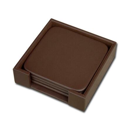 BAKEOFF Leather 4 Square Coaster Set with Holder BA59817